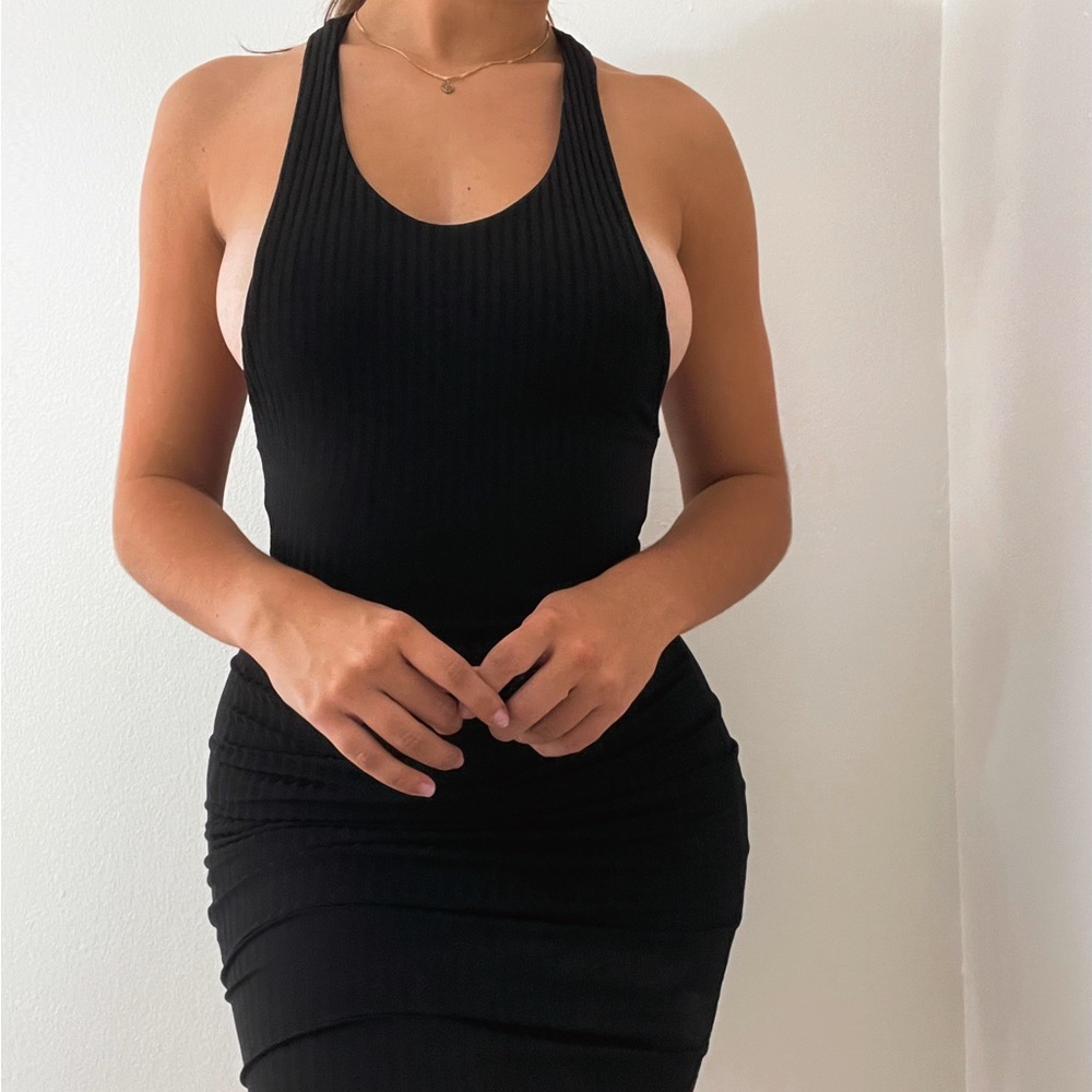 Luxury Blanc tight fitting tub dress, low side cut.